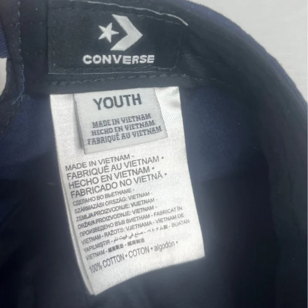 Converse Baseball Cap Hat Youth Size Blue Logo Patch Adjustable Strap - Picture 5 of 9